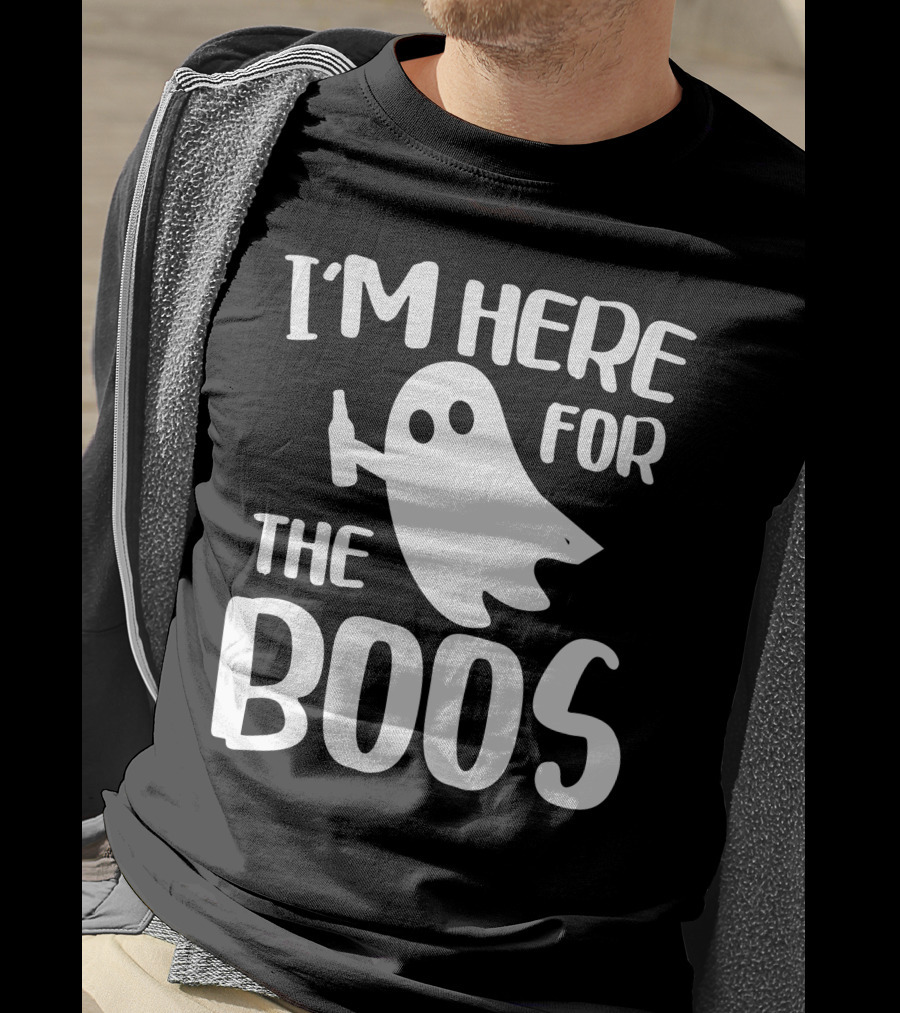 I'm Here For The Boos Halloween Ghost Holding Bottle T-Shirt