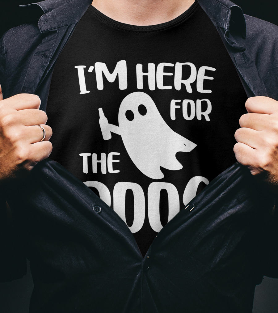 I'm Here For The Boos Halloween Ghost Holding Bottle T-Shirt