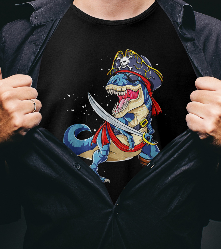 Pirate T-Rex With Sword And Hat T-Shirt