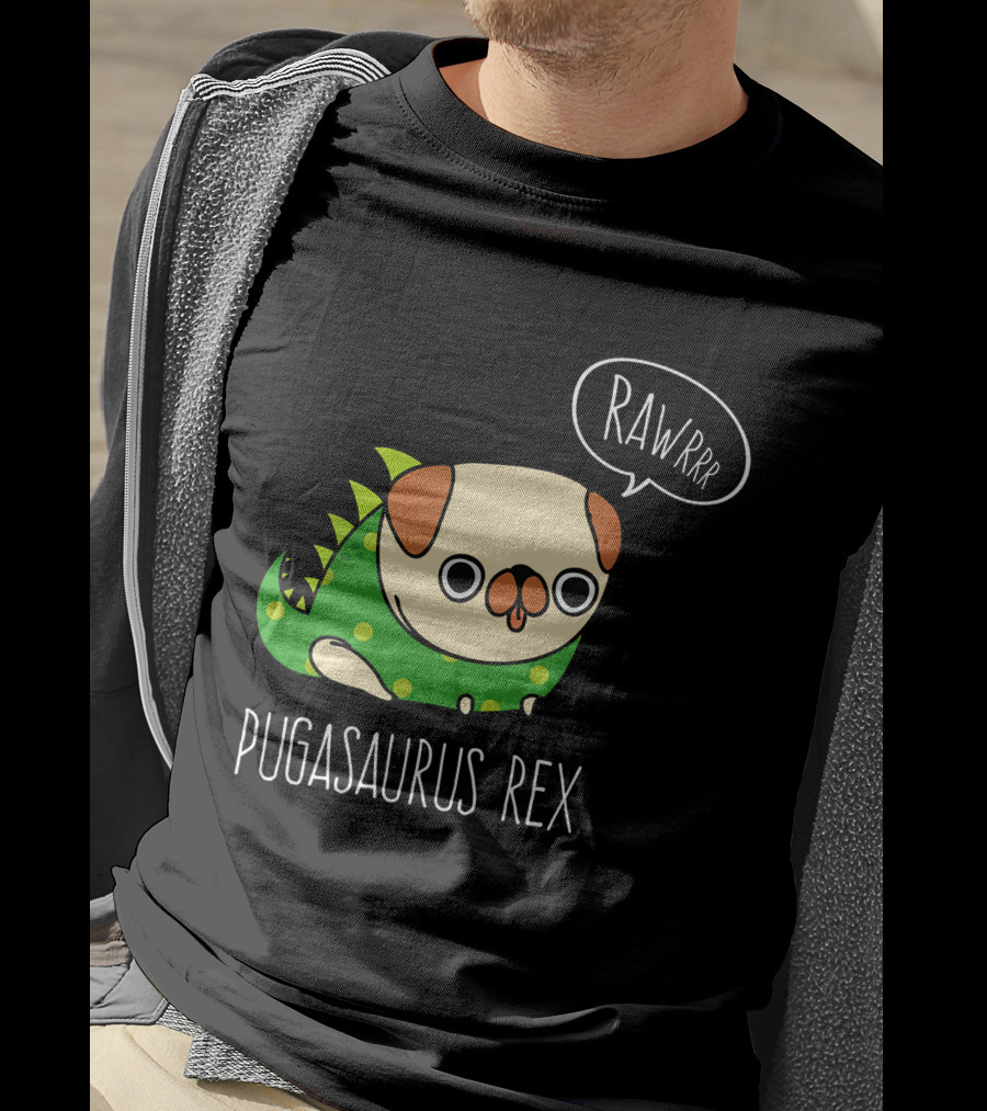Pugasaurus Rex Pug Dog Halloween Rawrrr T-Shirt