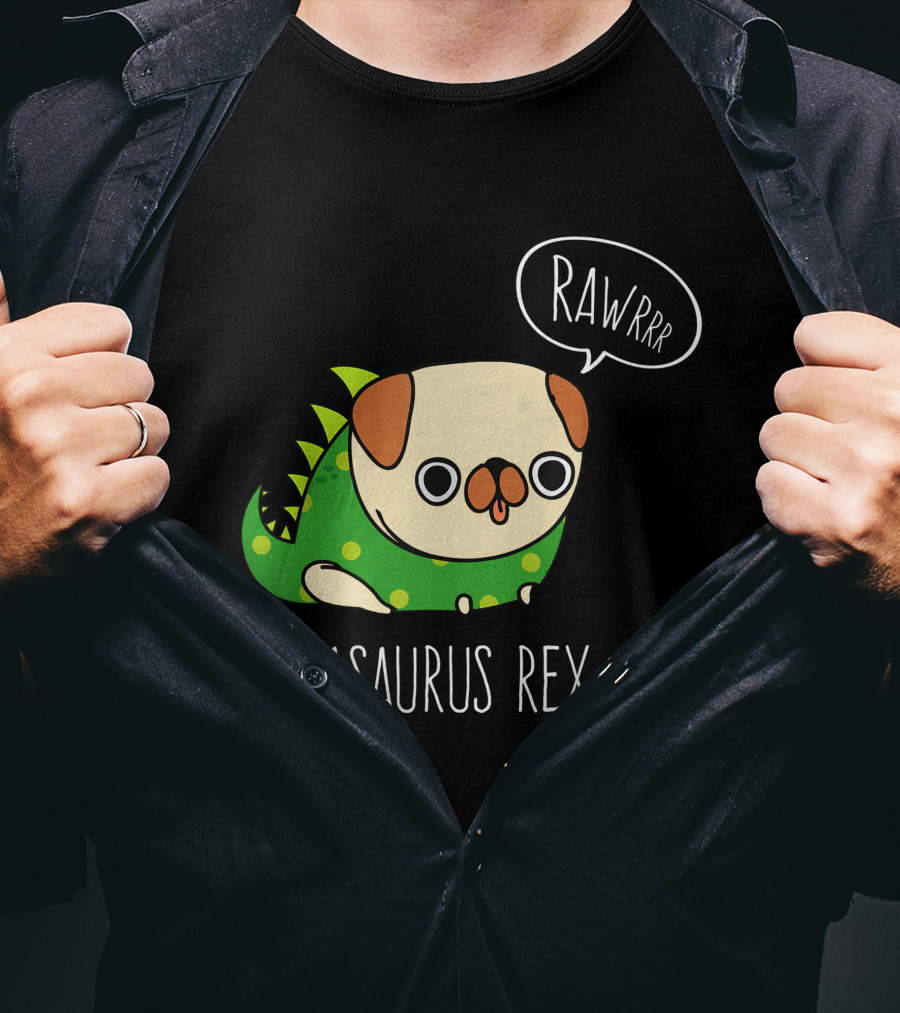 Pugasaurus Rex Pug Dog Halloween Rawrrr T-Shirt