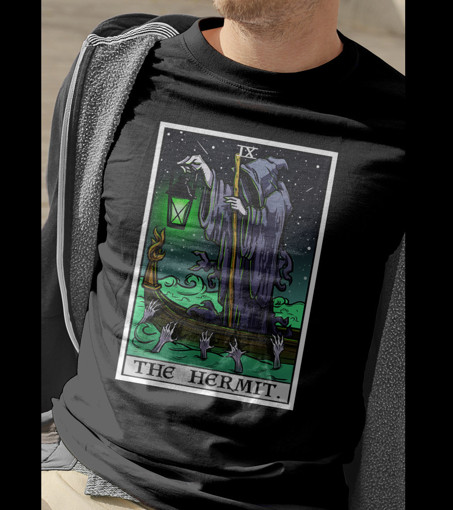 Halloween Grim Reaper Tarot Card The Hermit IX T-Shirt