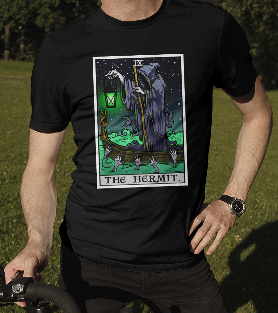 Halloween Grim Reaper Tarot Card The Hermit IX T-Shirt