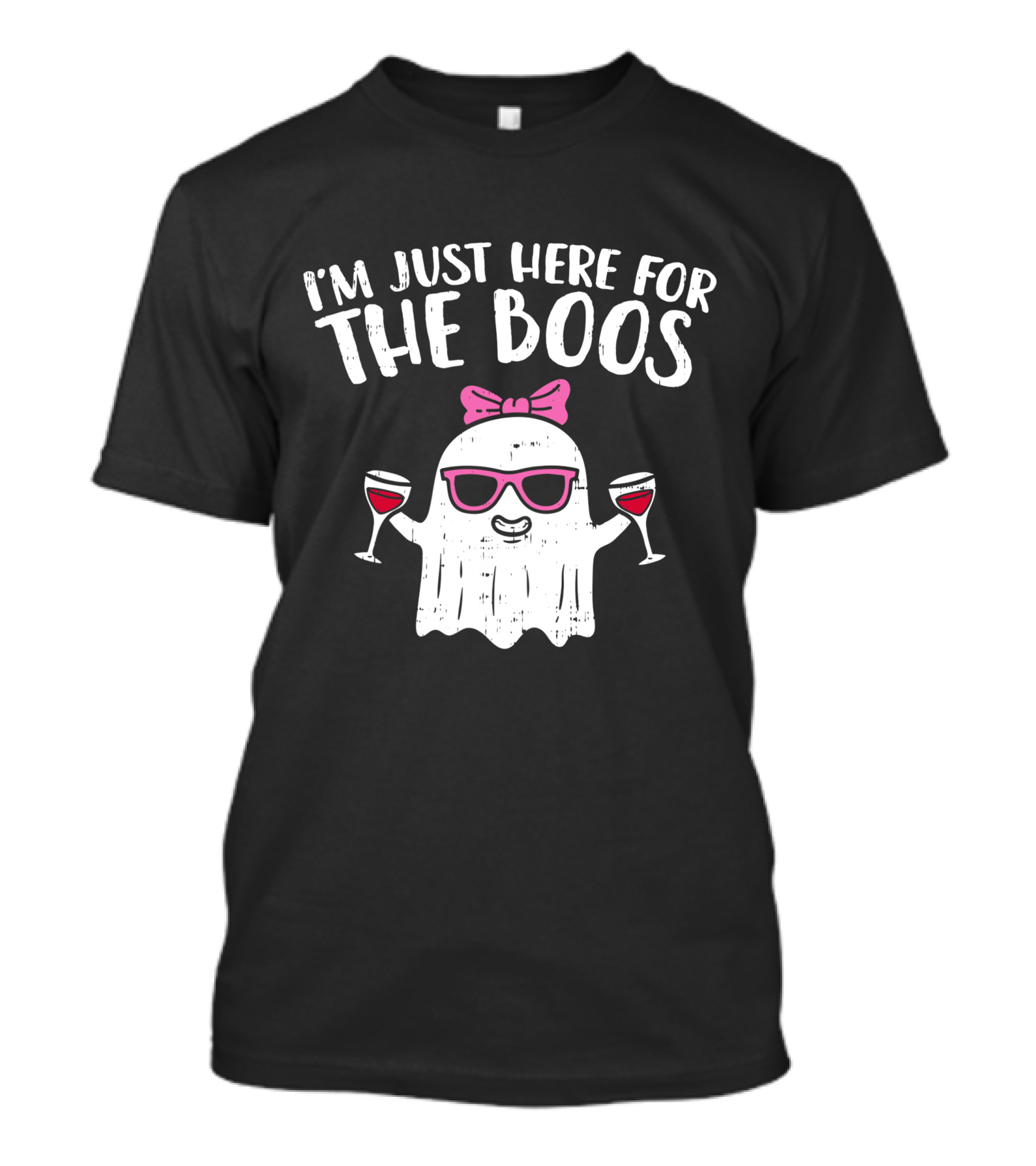 I'm Just Here For The Boos Ghost With Wine Glasses Halloween T-Shirt