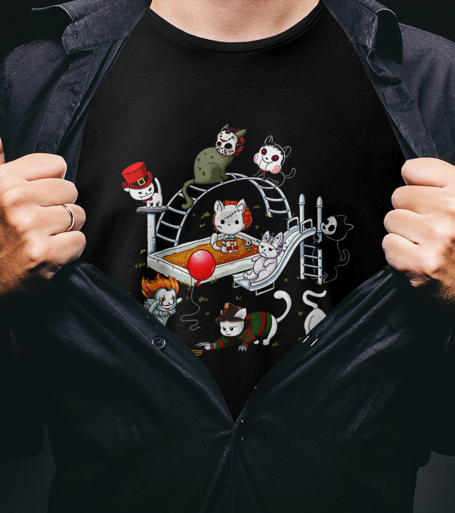 Horror Cats Playground Halloween Icons T-Shirt