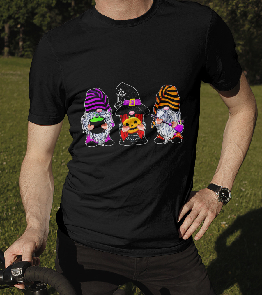 Halloween Gnomes Cute Autumn Pumpkin Fall Funny Holiday Wizard Hat Cauldron T-Shirt