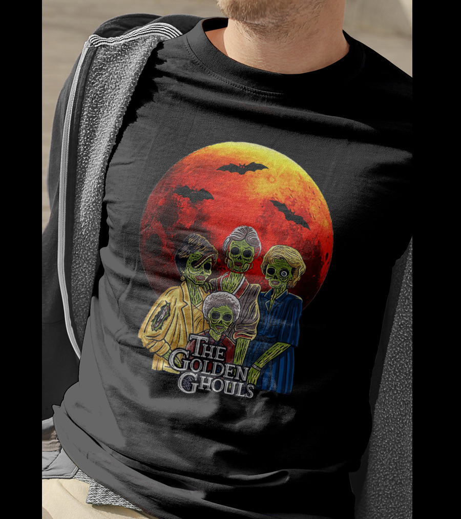 The Golden Ghouls Vintage Moon Halloween T-Shirt