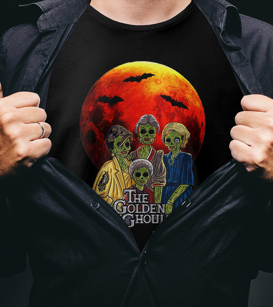 The Golden Ghouls Vintage Moon Halloween T-Shirt
