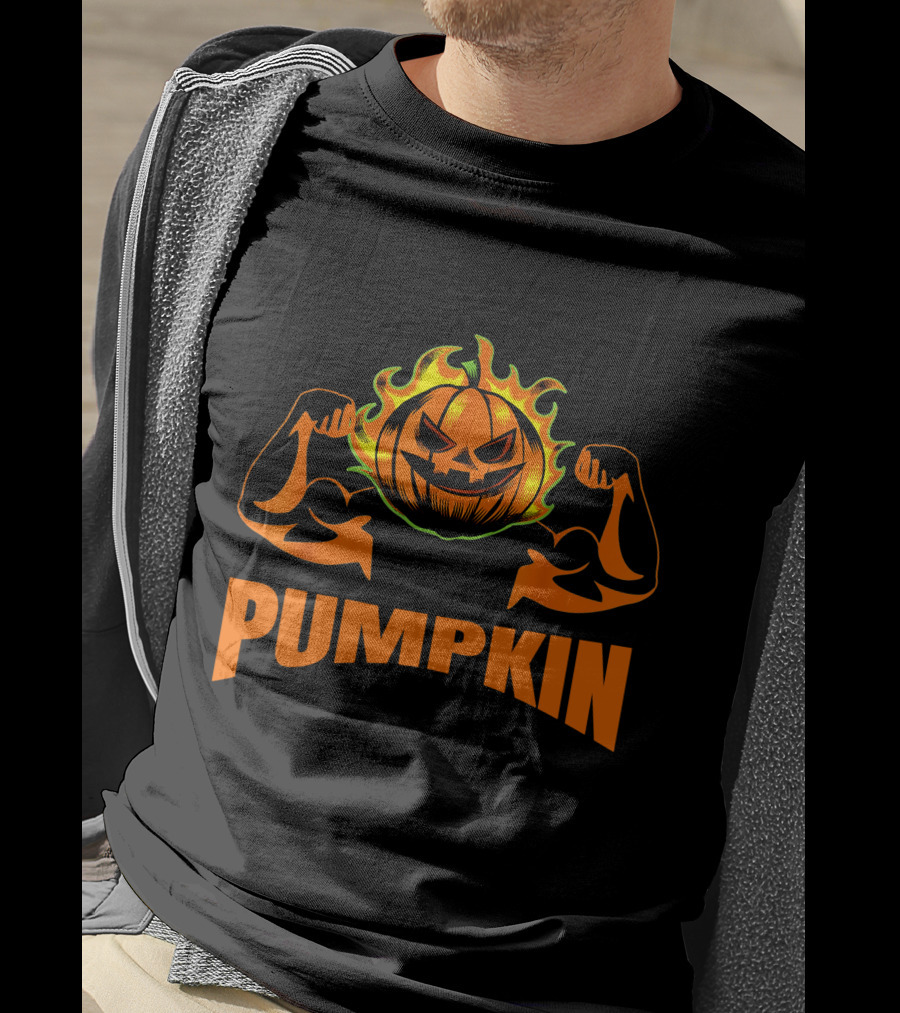 Pumpkin Bodybuilder Halloween Costume Fitness Lover T-Shirt