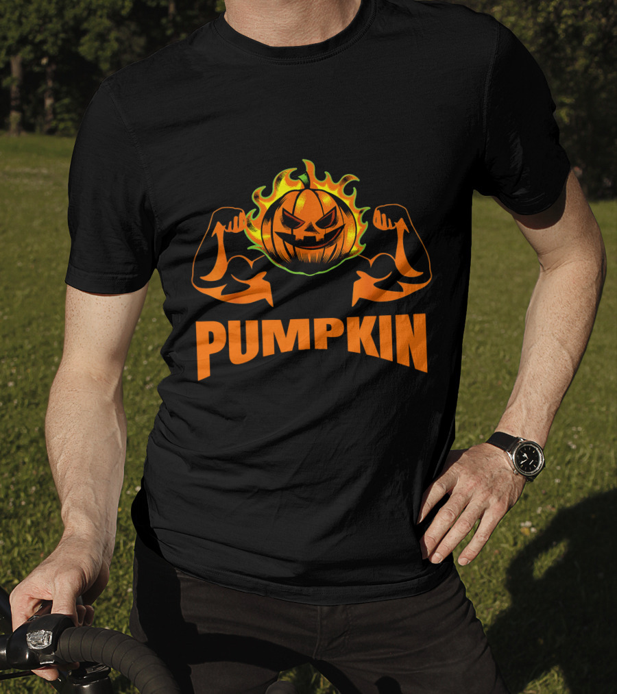 Pumpkin Bodybuilder Halloween Costume Fitness Lover T-Shirt