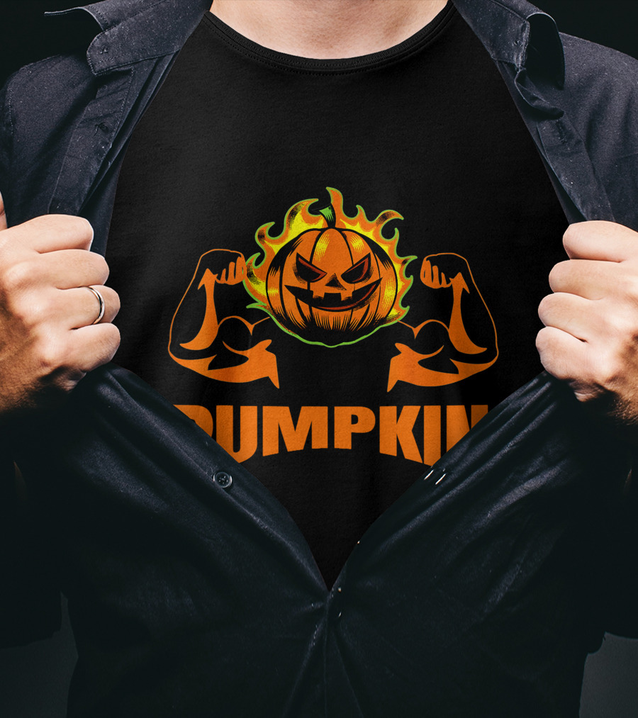 Pumpkin Bodybuilder Halloween Costume Fitness Lover T-Shirt