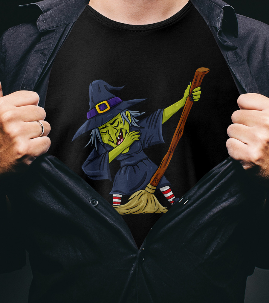 Halloween Witch Broomstick Dab Funny Dance T-Shirt