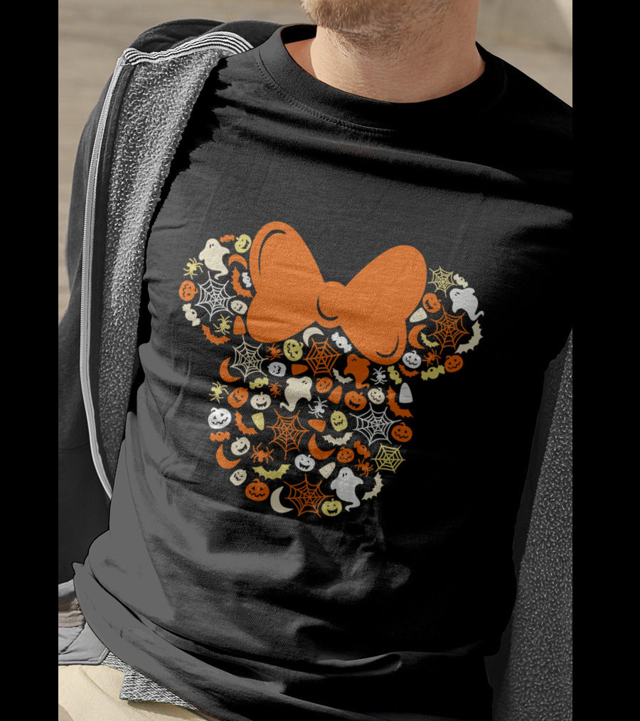 Disney Mouse Halloween Bow Ghosts Pumpkins Spiders T-Shirt