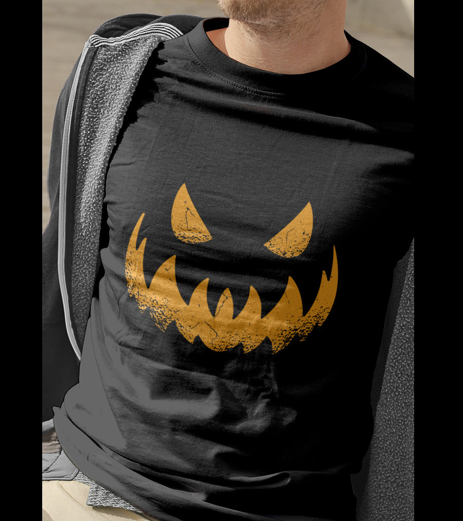 Halloween Pumpkin Scary Smiling Jack-O'-Lantern Face T-Shirt