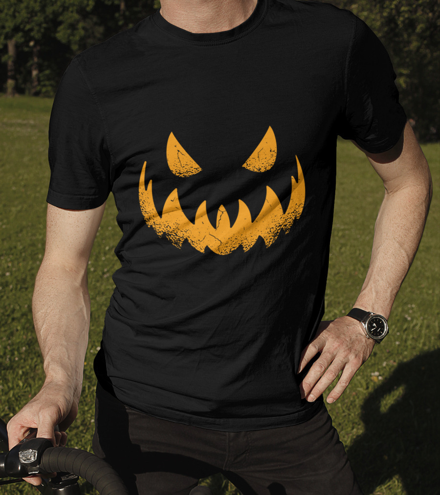 Halloween Pumpkin Scary Smiling Jack-O'-Lantern Face T-Shirt