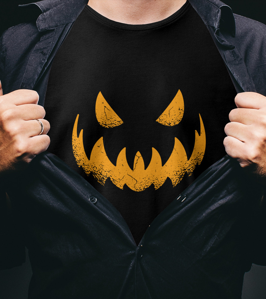 Halloween Pumpkin Scary Smiling Jack-O'-Lantern Face T-Shirt