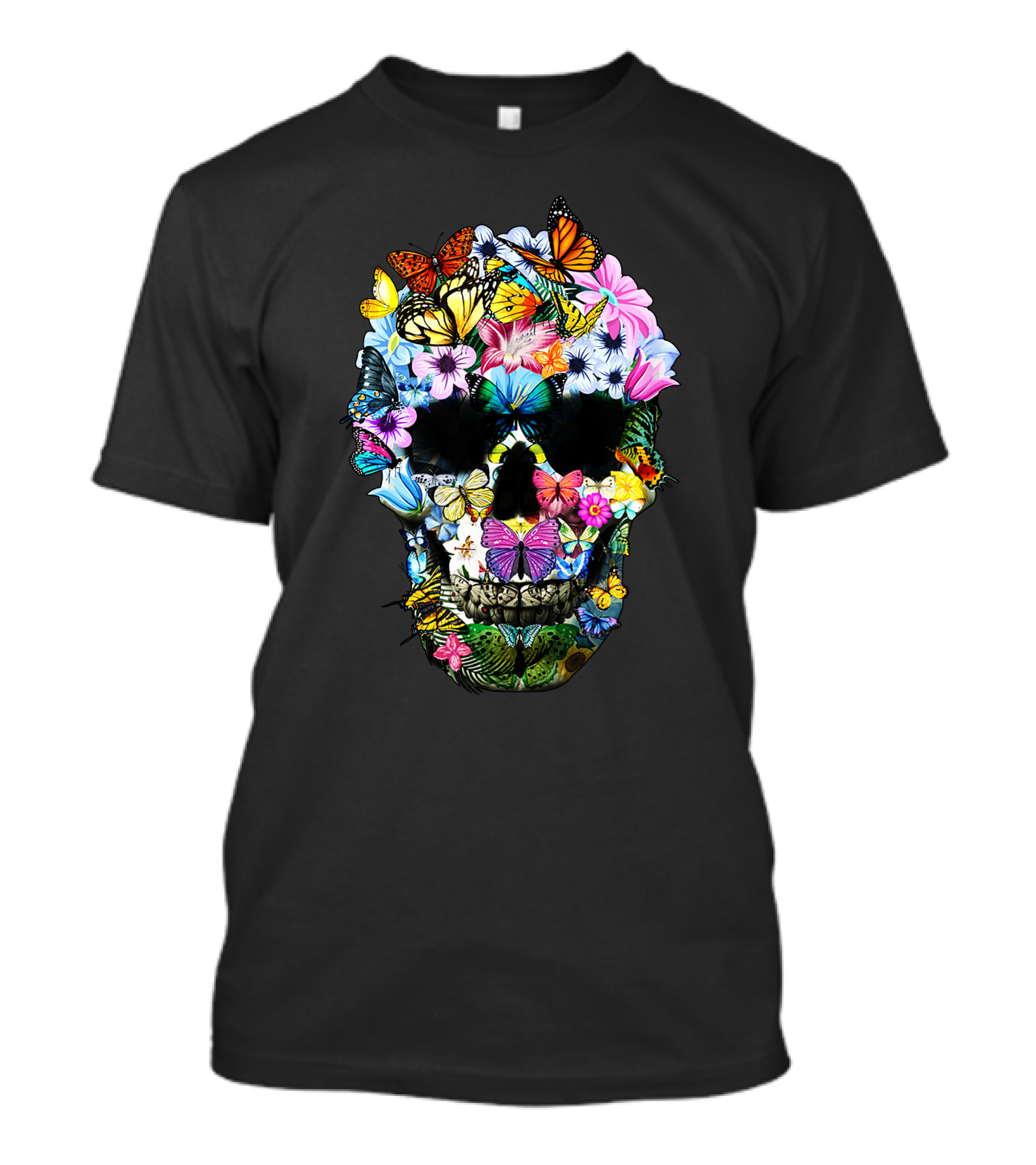 Women Floral Butterfly Skull Colorful T-Shirt