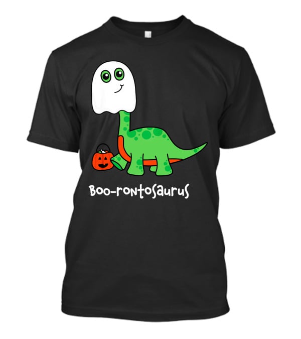 Boo-rontosaurus Ghost Dinosaur With Pumpkin Halloween Cute Funny Brontosaurus T-Shirt
