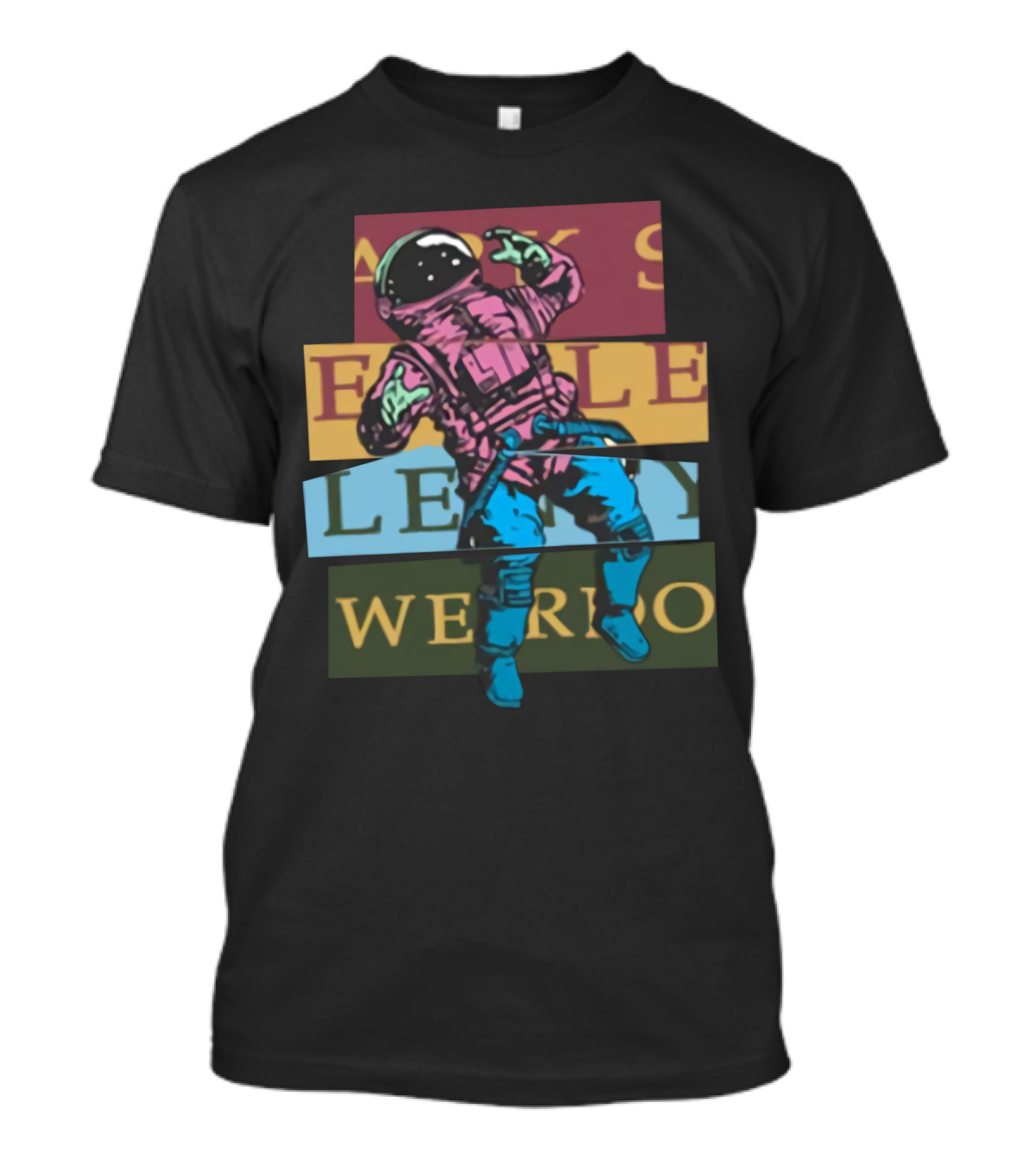 Astronaut Weirdo Brand Text Collage T-Shirt