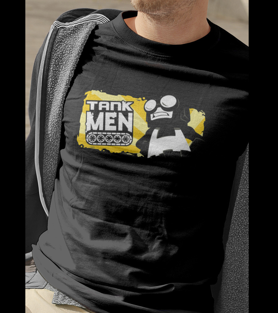 Tankmen Cartoon Character With Goggles And Tank Treads T-Shirt