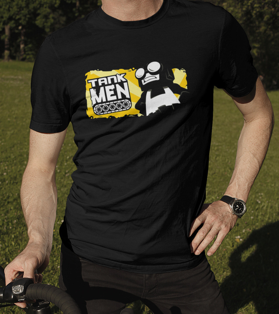 Tankmen Cartoon Character With Goggles And Tank Treads T-Shirt