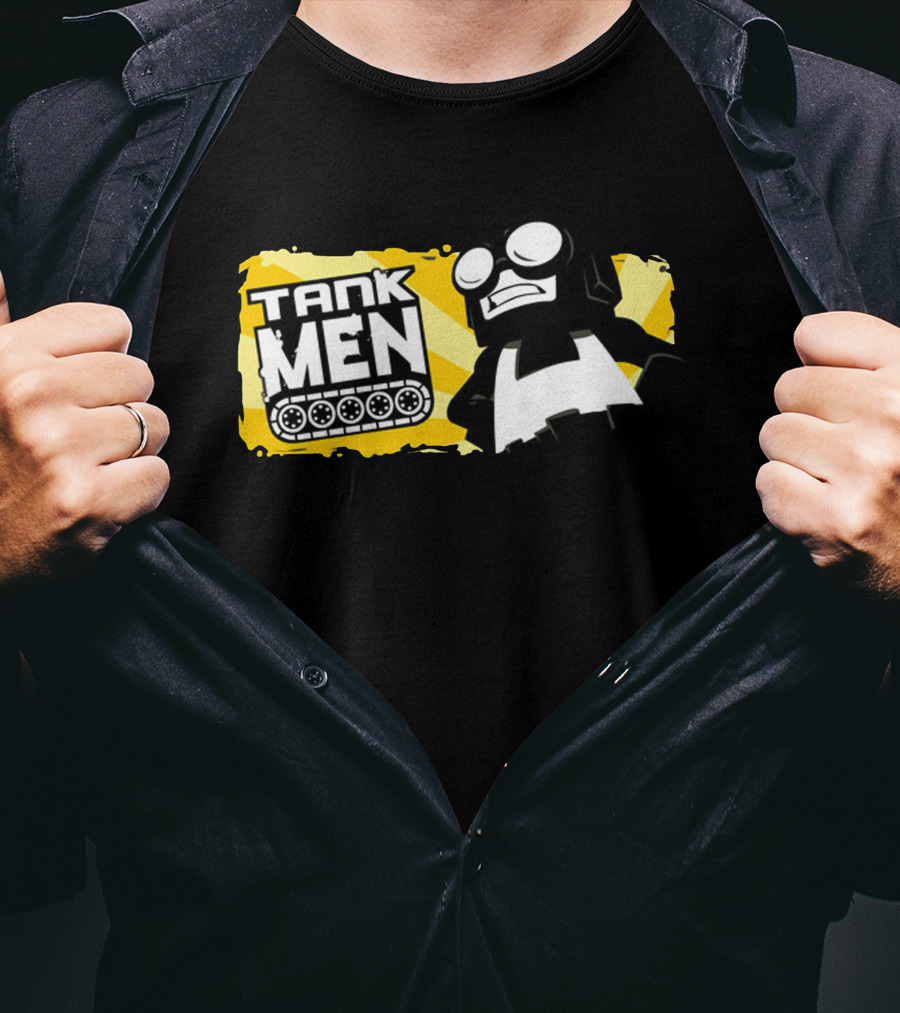 Tankmen Cartoon Character With Goggles And Tank Treads T-Shirt