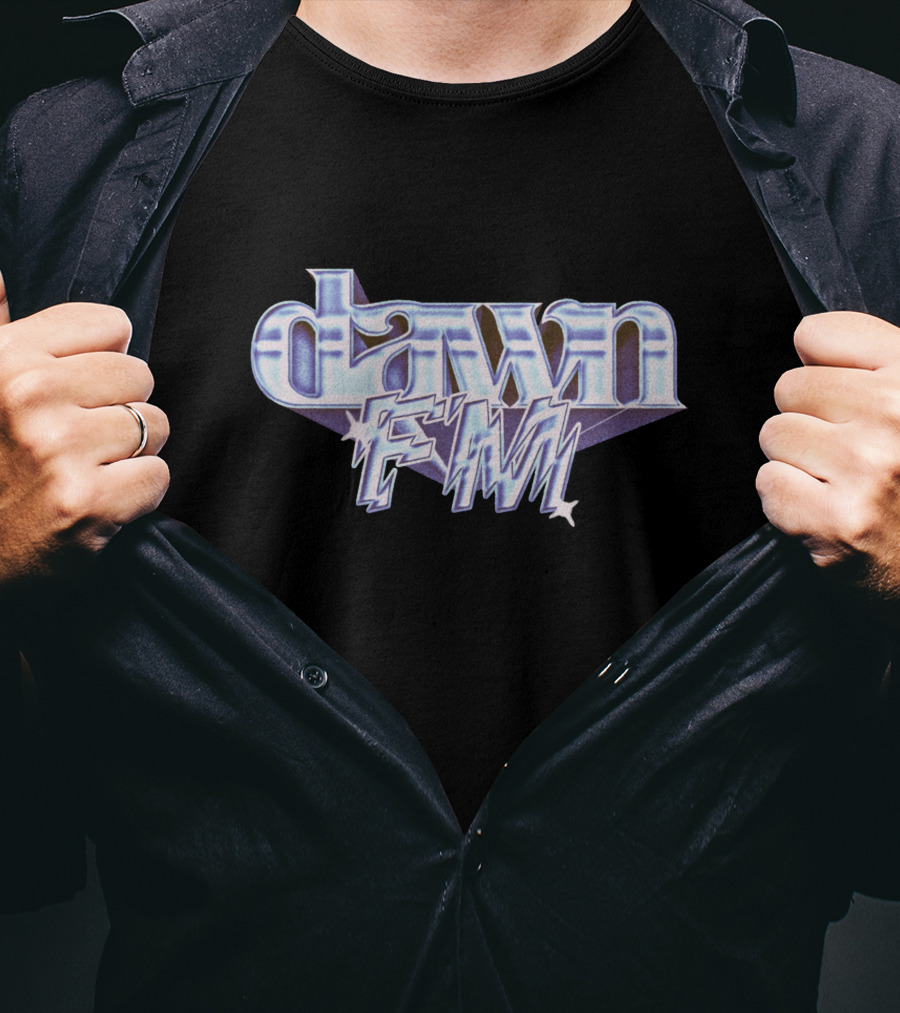 Dawn FM Chrome Text With Futuristic Blue And Purple Styling T-Shirt