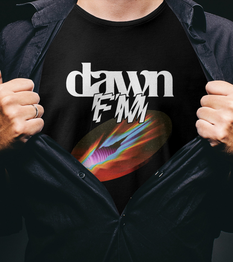Dawn FM Rip Black Retro Cosmic Burst T-Shirt