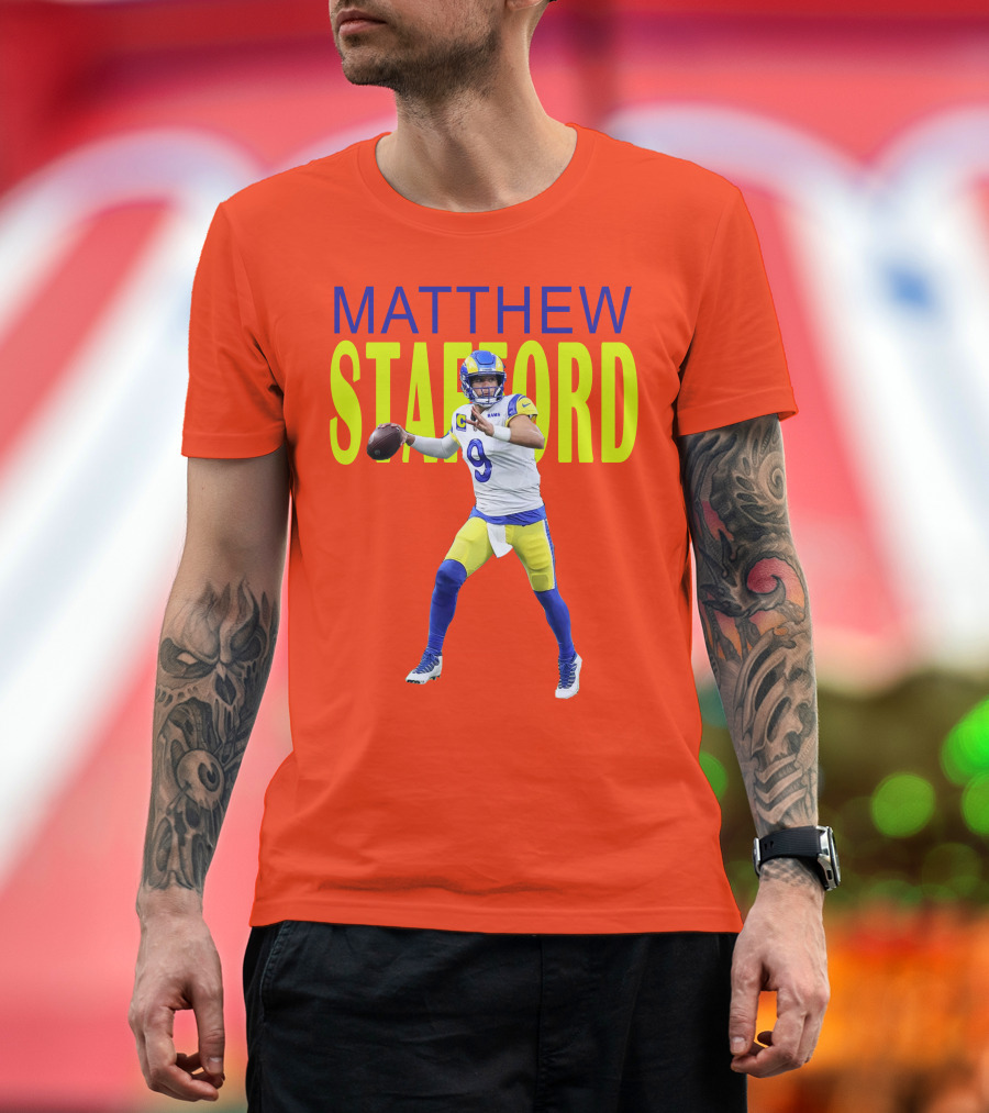 Matthew Stafford Rams Quarterback NFL Football Action T-Shirt