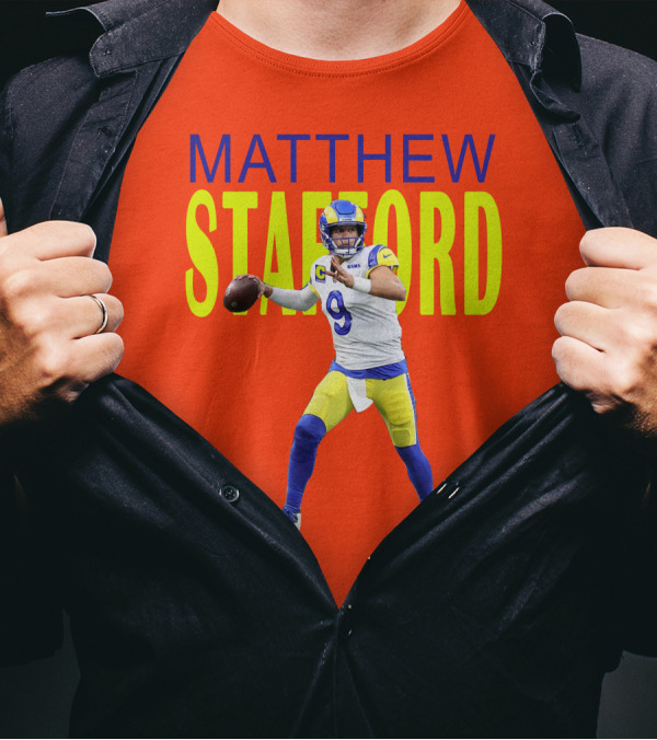 Matthew Stafford Rams Quarterback NFL Football Action T-Shirt