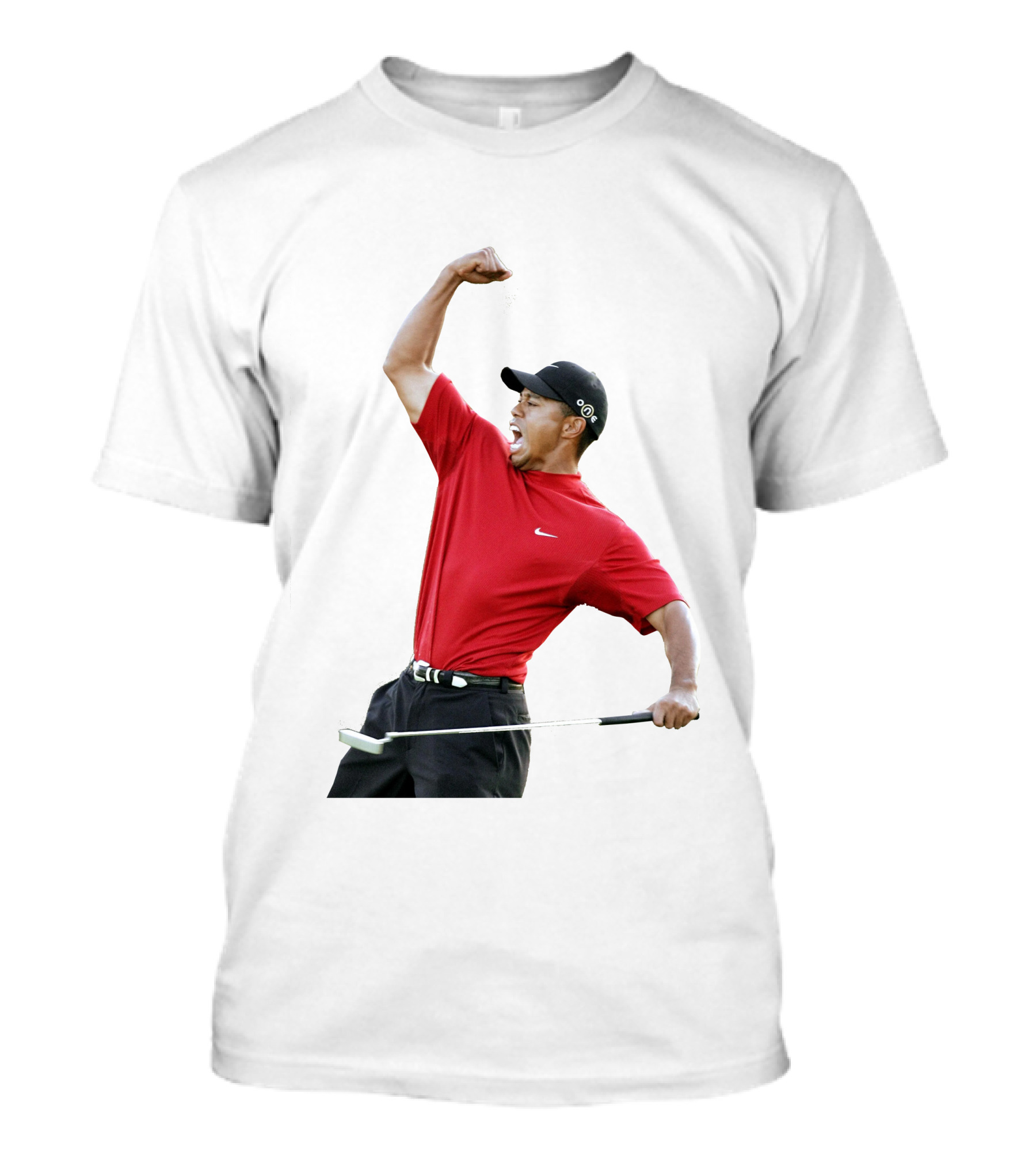 Tiger Woods Golf Victory Red Putter T-Shirt