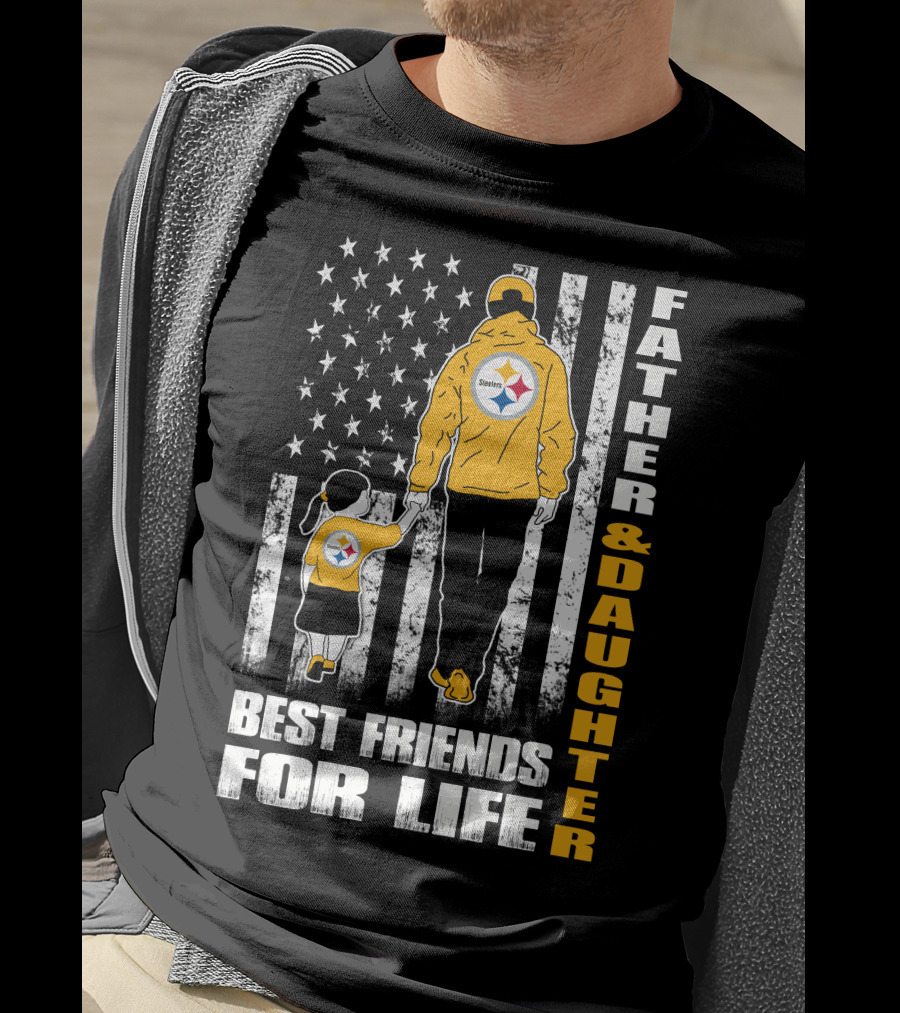 Father And Daughter Best Friends For Life Steelers Fan Flag T-Shirt