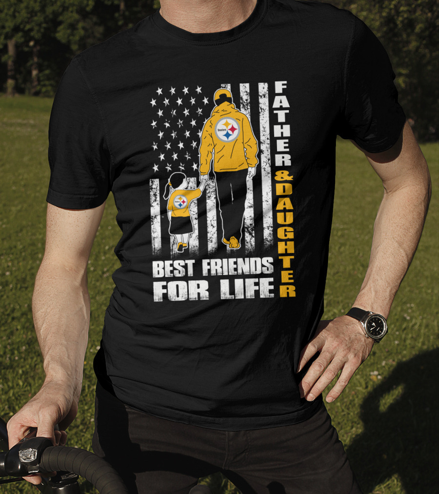 Father And Daughter Best Friends For Life Steelers Fan Flag T-Shirt