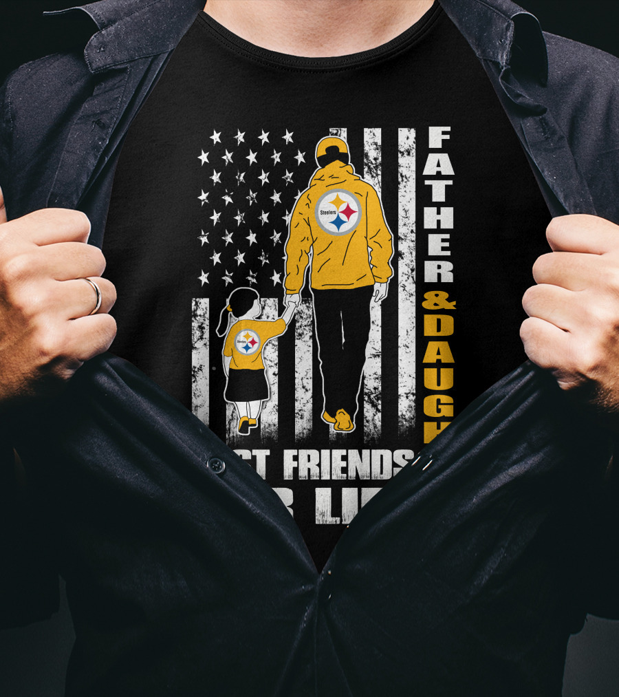 Father And Daughter Best Friends For Life Steelers Fan Flag T-Shirt