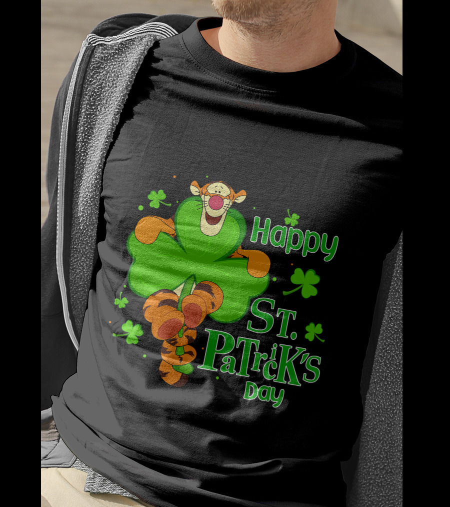 Happy St. Patrick's Day Tigger Clover T-Shirt