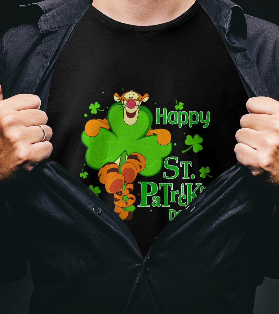 Happy St. Patrick's Day Tigger Clover T-Shirt