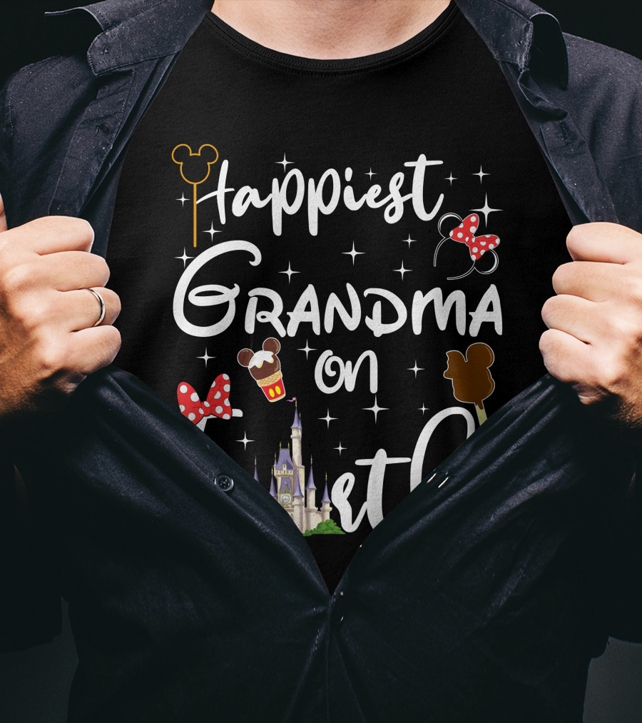 Happiest Grandma On Earth Castle Mouse Ears Ice Cream And Bows T-Shirt