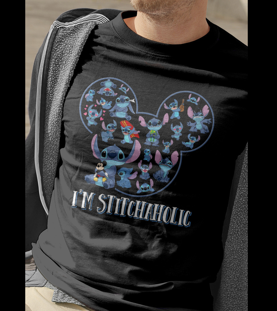 I'm Stitchaholic Mickey Mouse Head Stitch T-Shirt