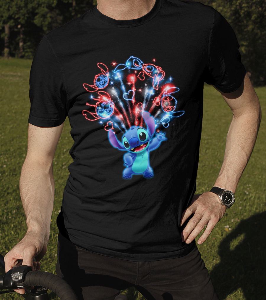 Stitch Fireworks Hearts Sparkle Fun T-Shirt