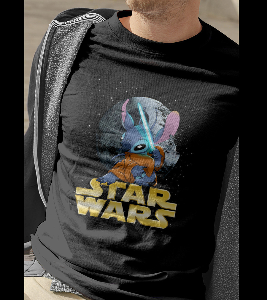 Stitch Star Wars Crossover Jedi Lightsaber Death Star T-Shirt