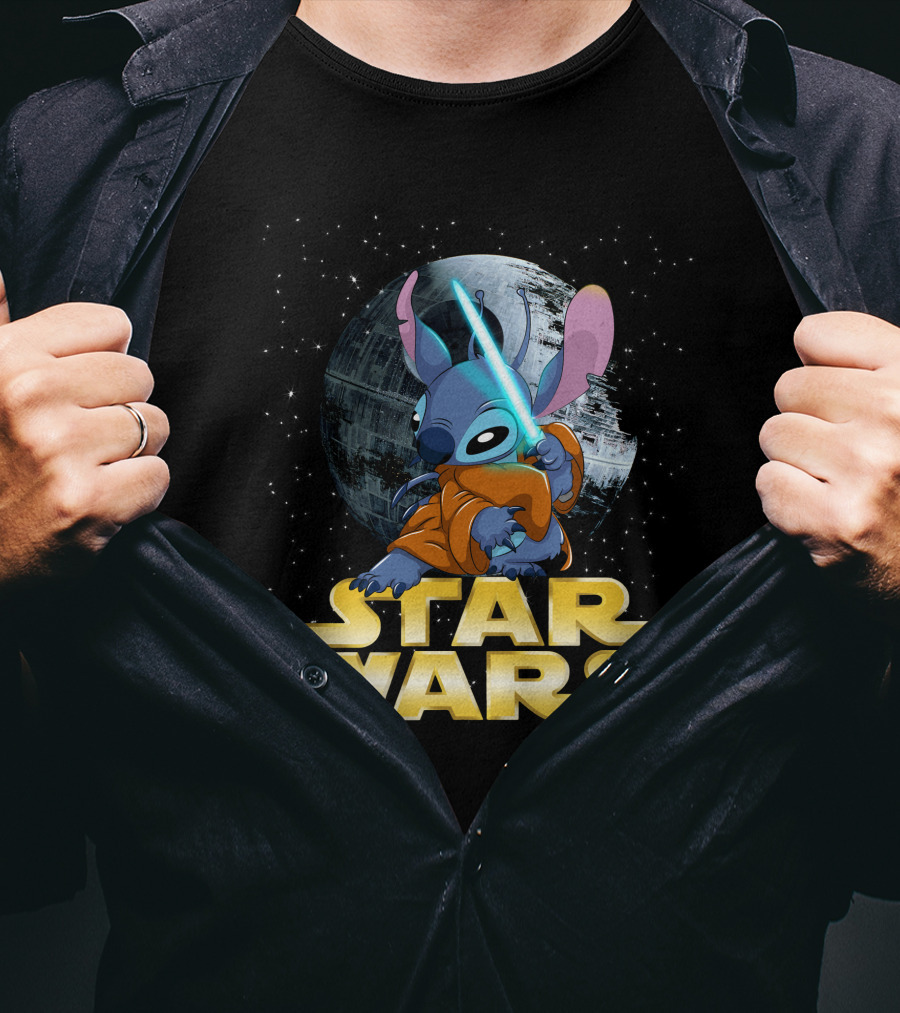 Stitch Star Wars Crossover Jedi Lightsaber Death Star T-Shirt
