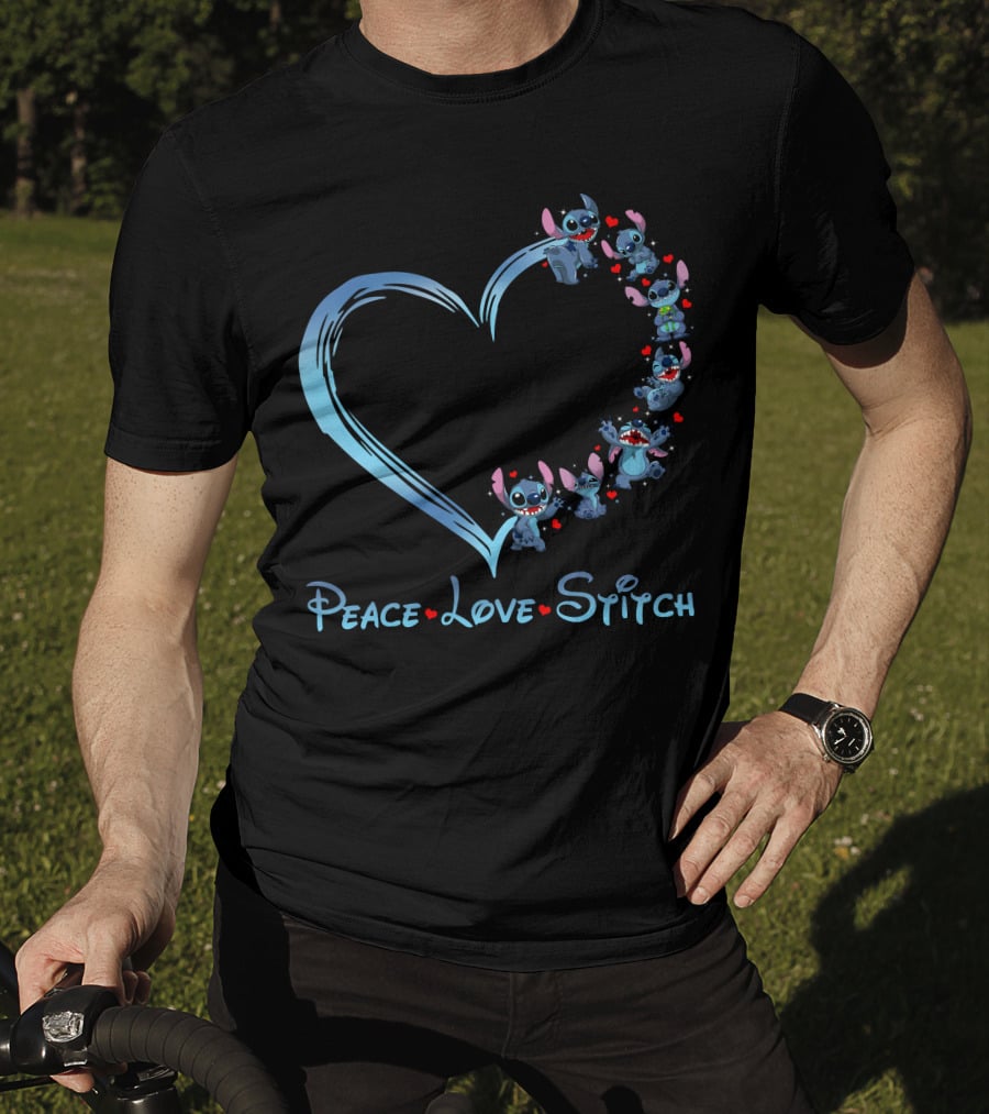 Peace Love Stitch Heart Character Adventures T-Shirt