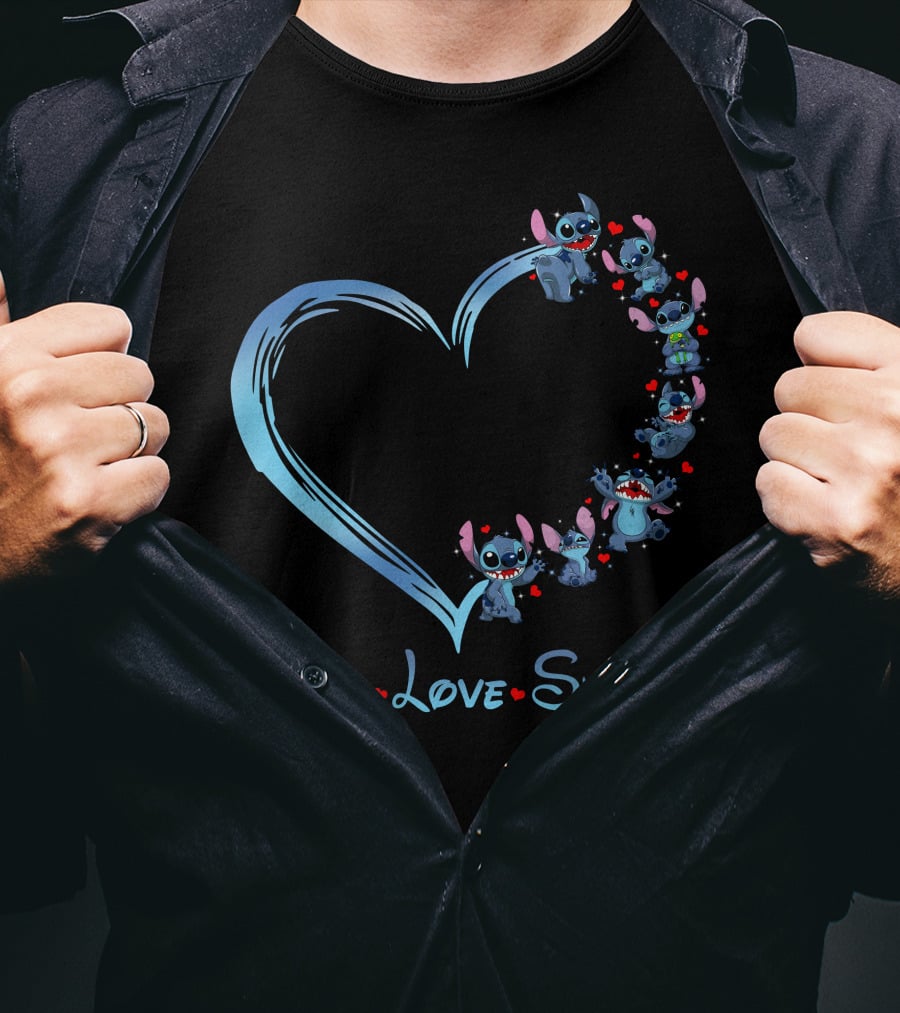 Peace Love Stitch Heart Character Adventures T-Shirt