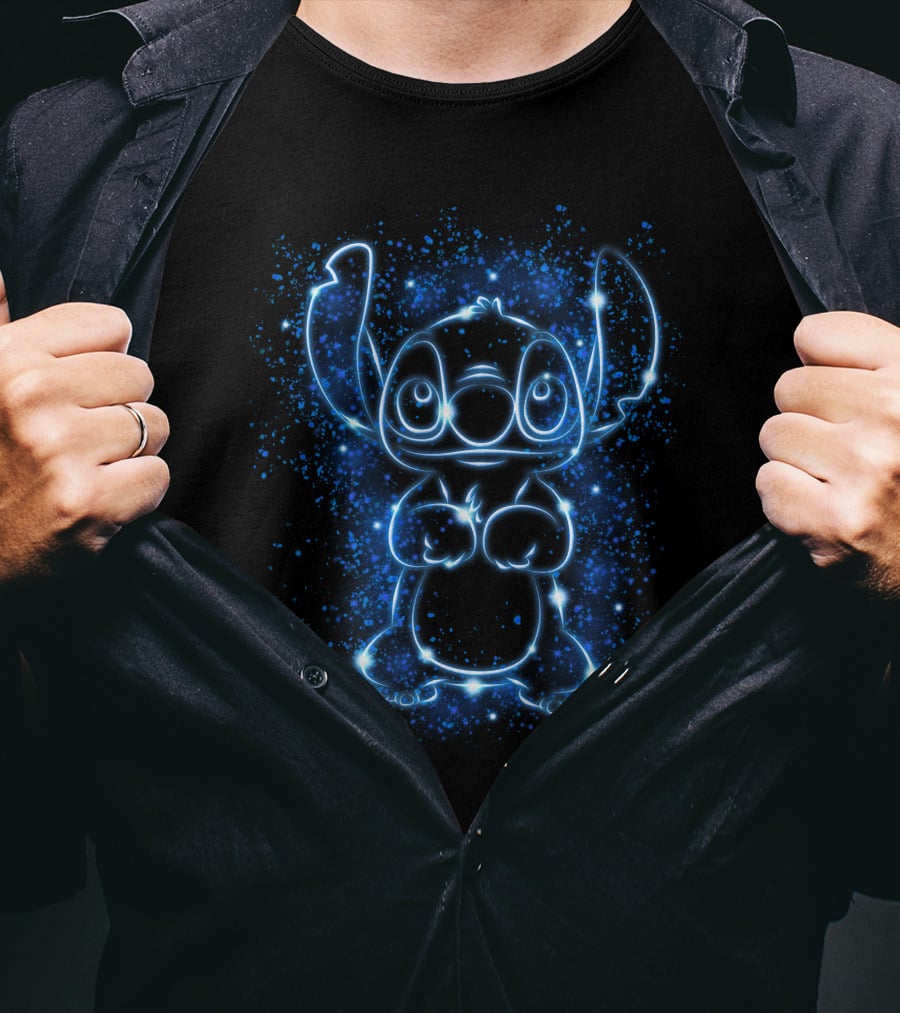 Stitch Neon Light Galaxy Glow T-Shirt