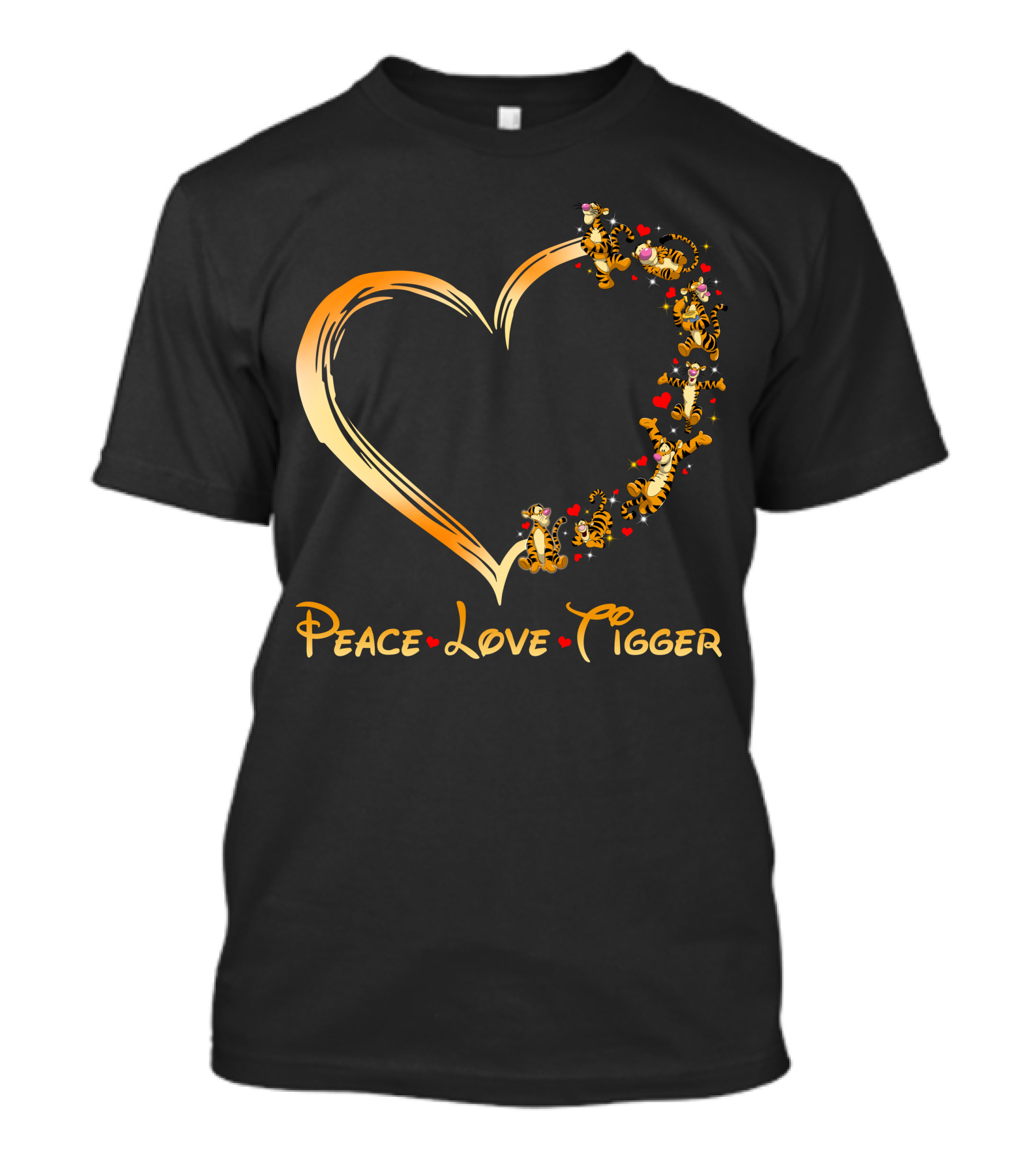Peace Love Tigger Heart With Tigger And Hearts T-Shirt
