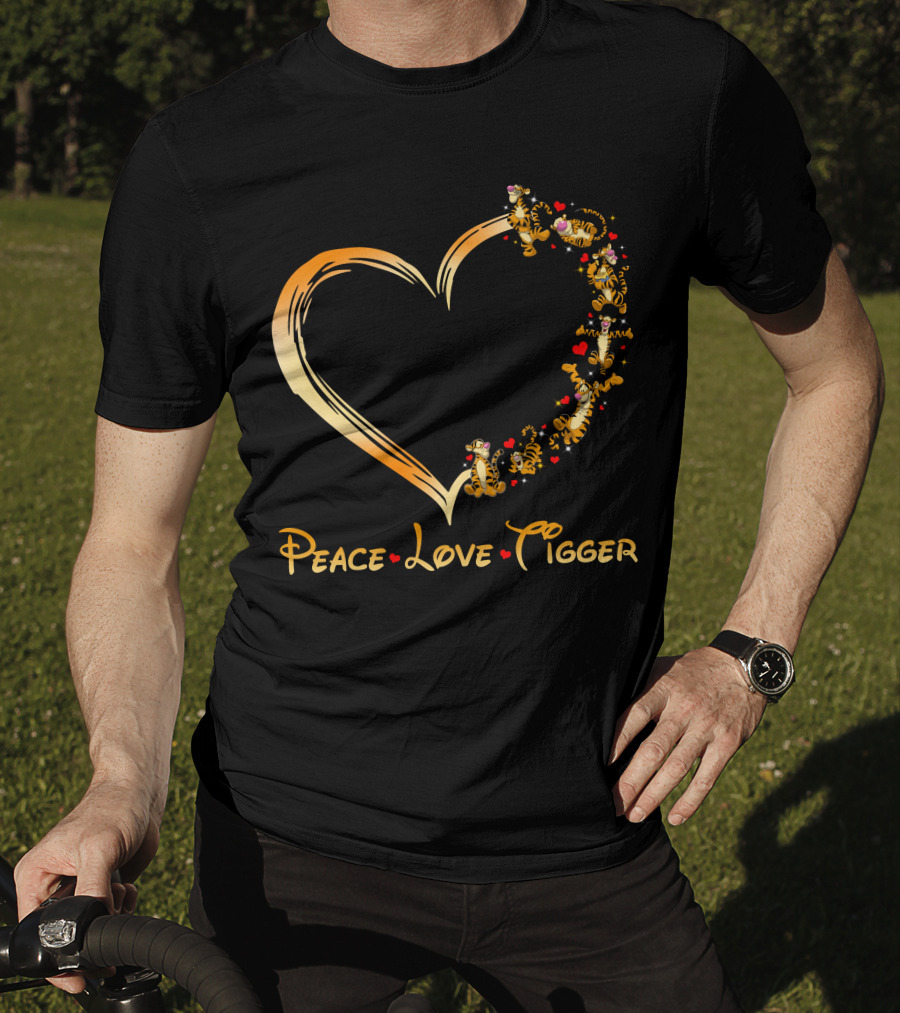 Peace Love Tigger Heart With Tigger And Hearts T-Shirt