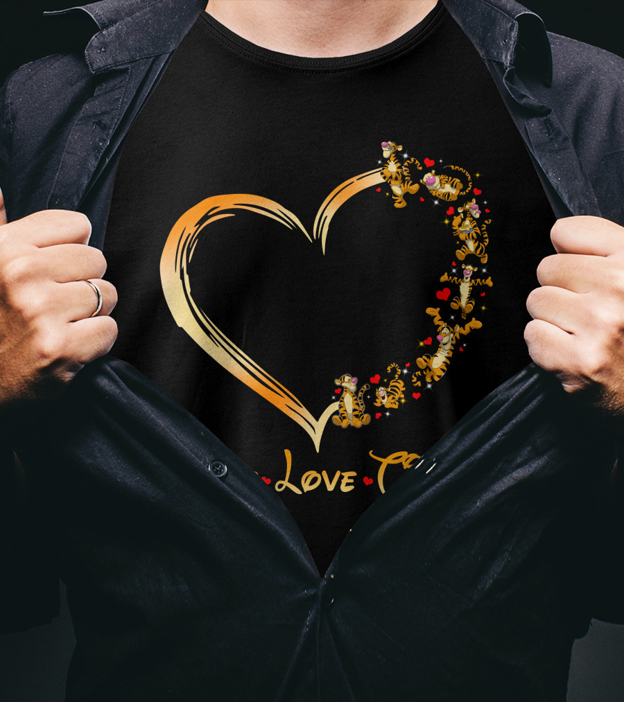 Peace Love Tigger Heart With Tigger And Hearts T-Shirt