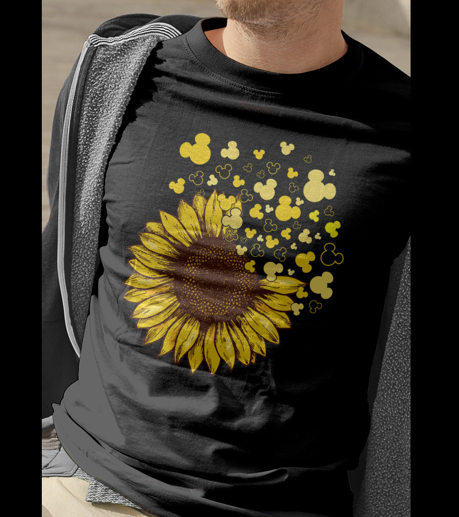 Sunflower With Mickey Mouse Icon Yellow Accents T-Shirt