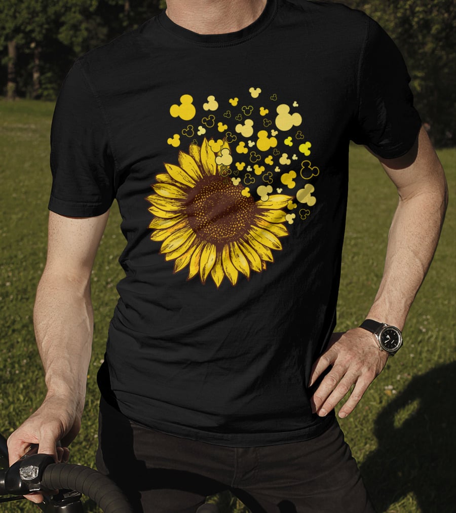 Sunflower With Mickey Mouse Icon Yellow Accents T-Shirt