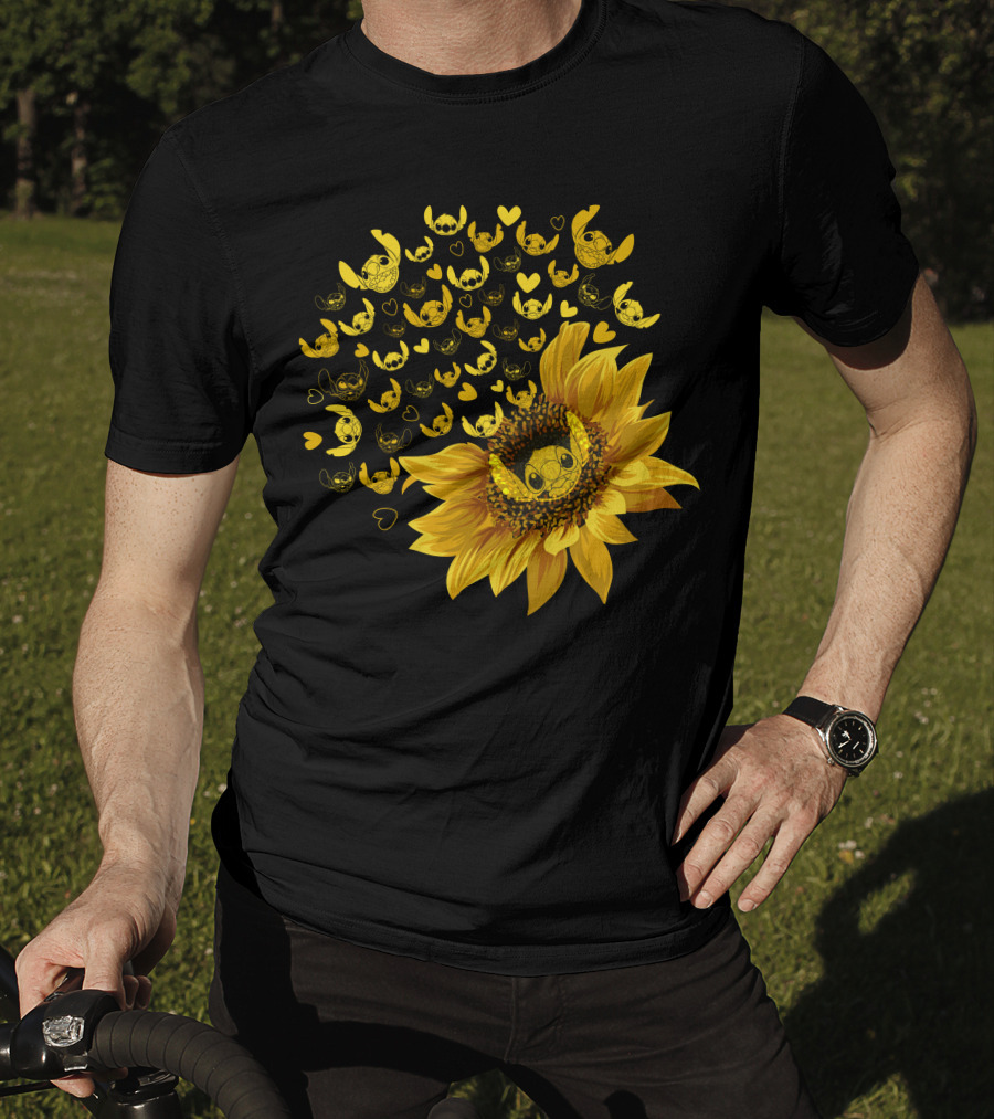 Stitch Sunflower Hearts And Smiles Burst T-Shirt